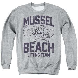 Spongebob Mussle Beach Lifting Team Adult Crewneck Sweatshirt - 1 of 4