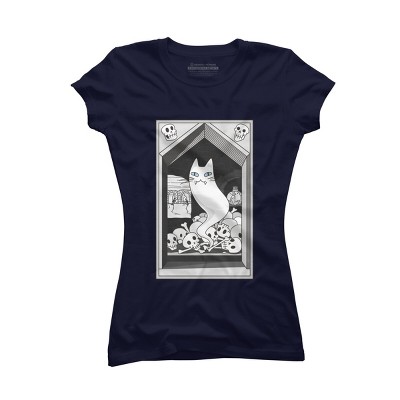 Junior's Design By Humans Ghost cat the Keeper of the Crypt By runcatrun T-Shirt
