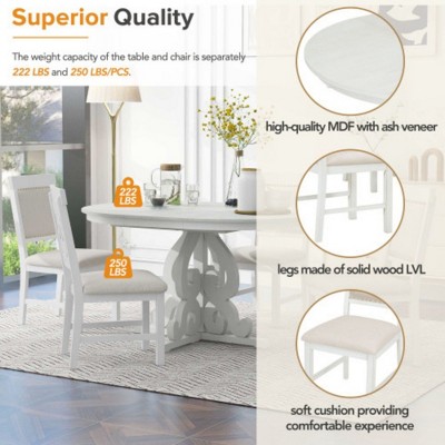 5-Piece Retro Dining Ensemble, Extendable Table with 16-inch Leaf and 4 Cushioned Chairs, Perfect for Dining Rooms and Kitchens