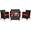 Costway 4PCS Rattan Patio Furniture Set Cushioned Sofa Chair Coffee Table - 2 of 4