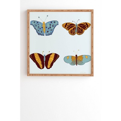 12" x 12" Elisa Bell Fall Butterflies Bamboo Framed Wall Art Blue - Deny Designs