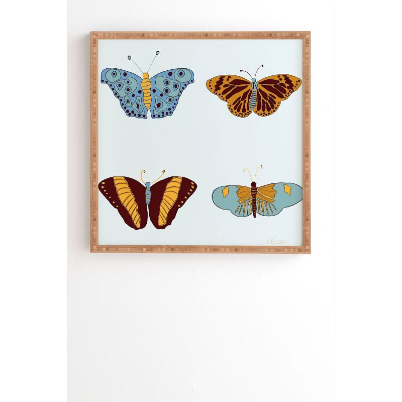 Elisa Bell Fall Butterflies Bamboo Framed Wall Canvas Blue - Deny Designs, 1 of 5