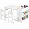Kids Art Table with 2 Chairs, Toddler Craft Play Wood Activity Desk with 3-Tier Storage Shelves for Writing Drawing - 4 of 4