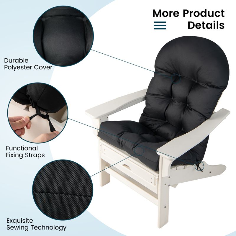 Tangkula Set of 2 Patio Adirondack Chair Cushion High Back Fade Resistant 5" Seat Pad Patio, 3 of 7