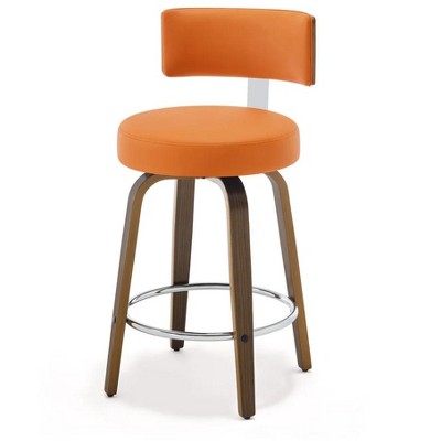Bekrvio 29'' Counter Height Swivel Bar Stools, Faux Leather Upholstered