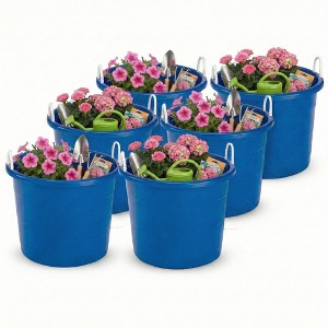 Homz 18 Gal Plastic Open Storage Round Utility Tub with Handles
