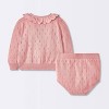 Baby Girls' Rose Pointelle Sweater & Bloomer Set - Cloud Island™ Pink - 2 of 4