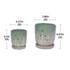 VisioGear 2PCS Ceramic Flowerpot with Drainage Hole, 8" Modern Planter for Patio, Garden, Windowsill, White&Green, 7.49"*7.49"*8.08" - 3 of 4