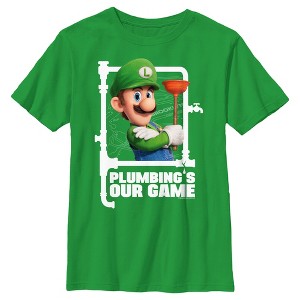 Boy's The Super Mario Bros. Movie Luigi Plumbing's Our Game T-Shirt - 1 of 4