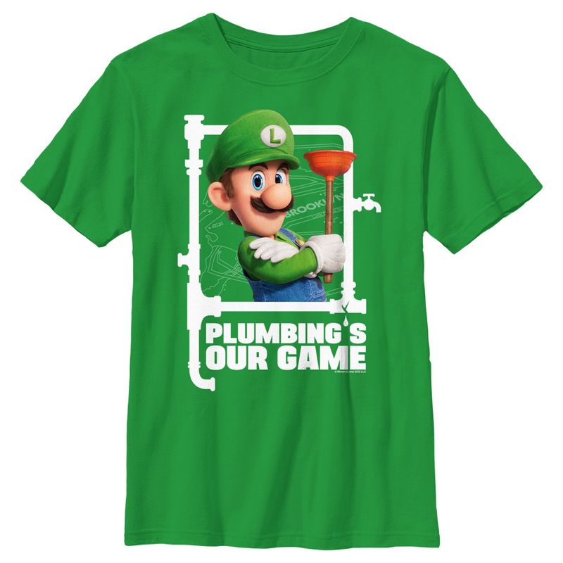 Boy's The Super Mario Bros. Movie Luigi Plumbing's Our Game T-Shirt, 1 of 5