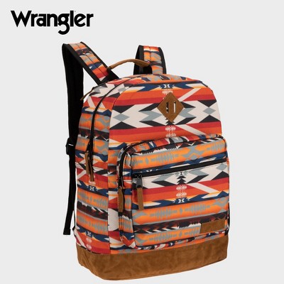Wrangler Yellowstone Sturdy Backpack for Travel Classic Logo Water Resistant Casual Daypack for Travel with Padded Laptop Notebook Sleeve (Wild West)