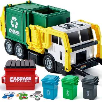 JOYIN 16" Large Garbage Truck Toys for Boys, Realistic Trash Truck Toy Garbage Sorting Cards for Preschoolers, Toy Truck Gift for Boy