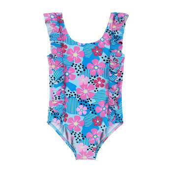 Andy & Evan  Toddler  Aqua Floral Print One-Piece Swimsuit