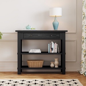 CAVINAS 36 inch Console Table with Drawer,Rustic Entryway Table with 2 Sturdy Shelves for Living Room,Hallway - 1 of 4