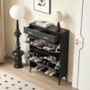 Shoe Cabinet, Modern Free Standing Tipping Bucket Shoe Rack Organizer with 2 Flip Drawers and 2 Drawer, for Entryway Hallway Bedroom - 2 of 4