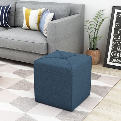 CAVINAS Simple Upholstered Square Cassella Cube Ottoman Chair,Small Ottoman Stool for Living Room,Bedroom