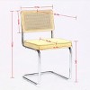 Mid Century Modern Dining Chairs Set of 2, Rattan Back and Chrome Cantilever Base, Upholstered Accent Chairs for Kitchen or Office-Tanpinhause - 3 of 4