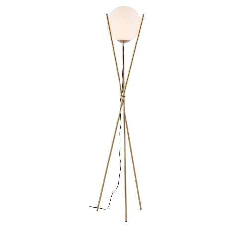 Mid Century Modern 3 Leg Frosted Glass Orb 70 Floor Lamp White