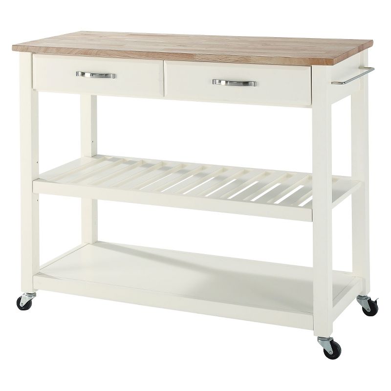 Natural Wood Top Kitchen Cart/Island with Optional Stool Storage - Crosley, 1 of 12