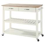 Natural Wood Top Kitchen Cart/Island with Optional Stool Storage - Crosley