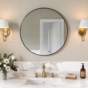 Matte Round Rectangle Bathroom Vanity Mirror, Over-Sink Wall Mirror with HD Tempered Glass and Rust-Resistant Aluminum Frame - 1 of 4