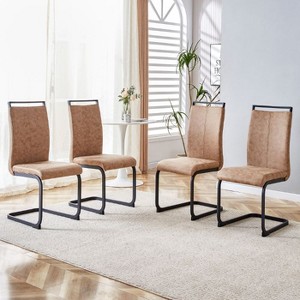 CAVINAS Modern Dining Chairs with High Back Upholstery and Black Metal C-Shaped Legs, Set of 4, for Dining Room, Kitchen, Office - 1 of 4
