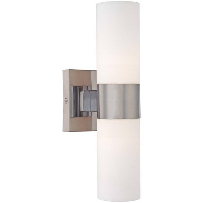 Minka Lavery Modern Wall Light Sconce Brushed Nickel Hardwired 4 1/2" 2-Light Fixture Opal Glass Shade for Bedroom Bathroom Vanity