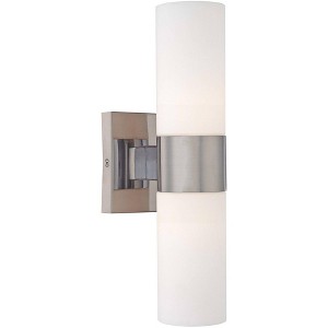 Minka Lavery Modern Wall Light Sconce Brushed Nickel Hardwired 4 1/2" 2-Light Fixture Opal Glass Shade for Bedroom Bathroom Vanity - 1 of 3