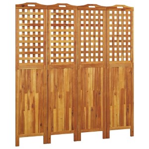 vidaXL Acacia Wood Room Divider - 4-Panel, Foldable, Easy to Store, Versatile Usage, Ideal for Bedroom and Living Room Divisions - 63.8"x0.8"x70.9" - 1 of 4