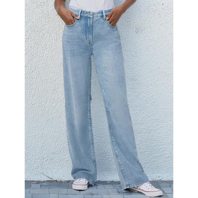 Women's Light Blue High-Waisted Wide-Leg Jeans - image 3
