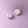 Ross-Simons 7-7.5mm Cultured Button Pearl and .13 ct. t.w. Diamond Stud Earrings in Sterling Silver - 3 of 4
