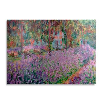 Trademark Fine Art - Claude Monet 'The Artist'S Garden At Giverny' Floating Brushed Aluminum Art
