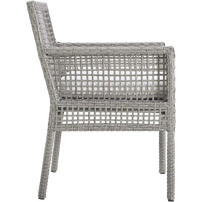 Gray Wicker Rattan Outdoor Dining Chair with Cushions