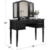 Vynxaria Contemporary Bedroom Vanity Set with Foldable Mirror & Stool - White Finish - 2 of 4