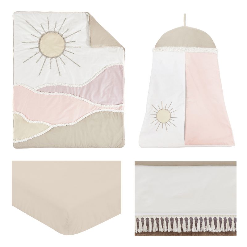 Sweet Jojo Designs Girl Baby Crib Bedding Set - Desert Sun Pink and Beige 4pc, 3 of 8