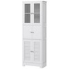 HOMCOM 67" Bathroom Cabinet with Glass/Louvred Doors, Tall Bathroom Storage Cabinet with Adjustable Shelf, White - 4 of 4