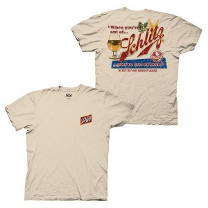 Mens Schlitz Out of Beer Slogan Front and Back Print T-Shirt - 1 of 2