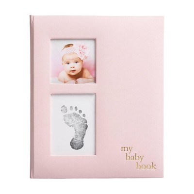 Large Baby Handprint or Footprint Clean-Touch Ink Pad with Picture Frame Kit and Imprint Cards (Pink)