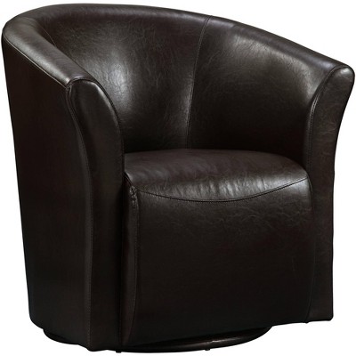 Elements Rocket 31" Wide Rivera Brown Faux Leather Swivel Club Chair