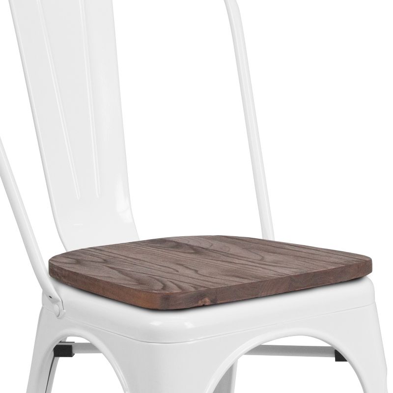 Flash Furniture Metal Stackable Chair with Wood Seat, 6 of 12