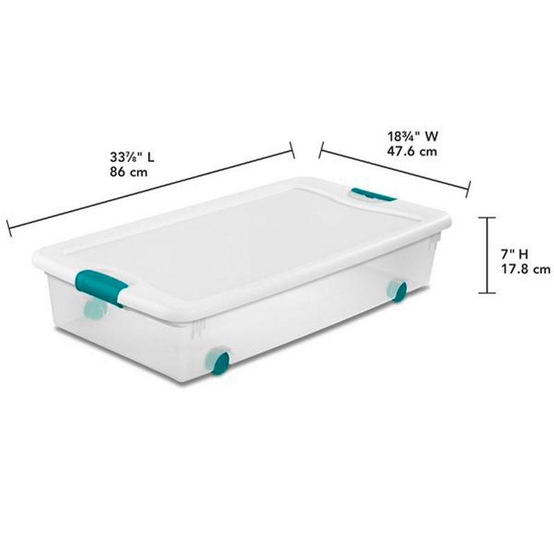 Sterilite 56 Quart Latching Stackable Underbed Bedroom Closet Wheeled Storage Box Container Bin with Recessed Lid, Clear, 4 of 7