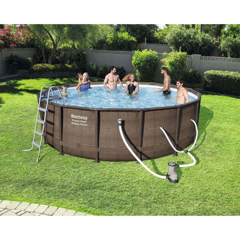 Bestway Power Steel Above Ground Outdoor Swimming Pool Set with Pump, 4 of 9