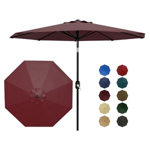 Patio Umbrella 9ft, Table Umbrella Outdoor Patio UV Protection with Crank Lift & Push Button Tilt, 8 Sturdy Ribs for Yard, Deck, Pool - 1 of 4