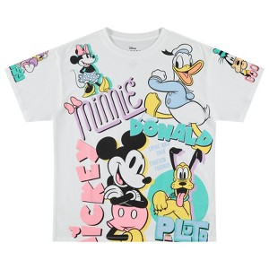 Ladies Mickey Mouse Fashion Shirt - Disney Mickey Mouse Multi Print Tee - Mickey Mouse Allover Tee - 1 of 4