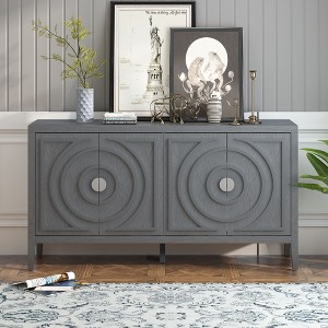 ORRD Retro Sideboard with Circular Groove Doors & Round Metal Handles, Storage Cabinet for Entryway, Dining & Living Room - 1 of 4