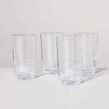 4pk 6.5oz Short Fluted Glass Tumbler Set Clear - Hearth & Hand with Magnolia