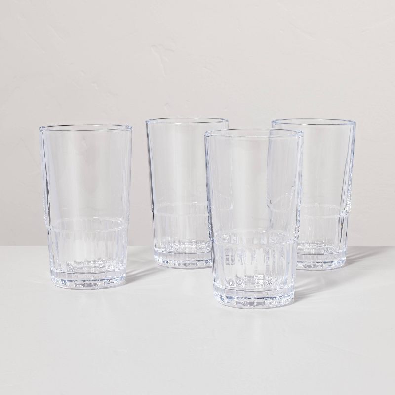 12.8oz Tall Fluted Glass Tumblers Clear - Hearth & Hand™ with Magnolia, 1 of 8