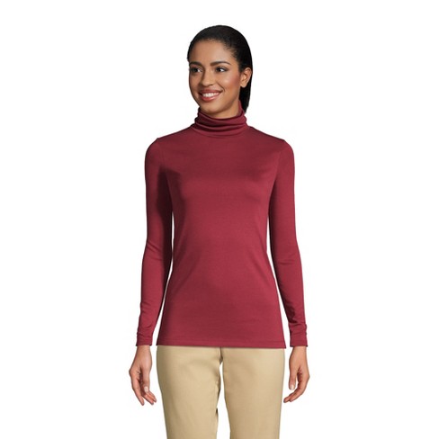 Lands' End Women's Long Sleeve Wide Rib Button Front Polo - Medium - Rich  Burgundy : Target