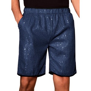 INSPIRE CHIC Men's Metallic Above Knee Clubwear Sparkly Sequins Shorts - 1 of 4