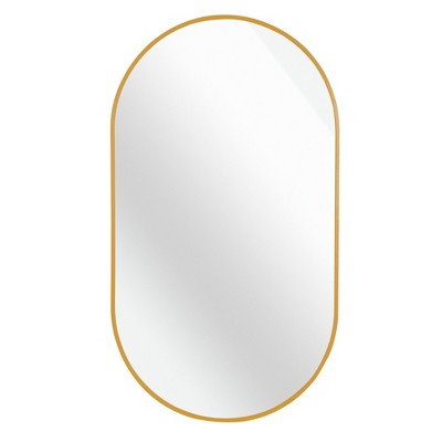 FURNIinspire Decorative Wall Mirror Oval Brushed Aluminum Frame Shatterproof for Modern Rooms, Gold, 20"*1.1"*7.04"